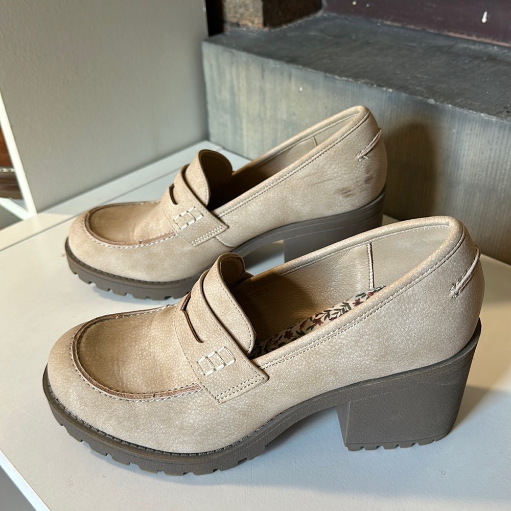 Tan Loafers with Heel